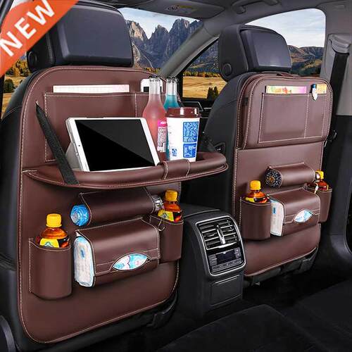 Car Back Seat Organizer Storage Bag with Foldable Table Tray