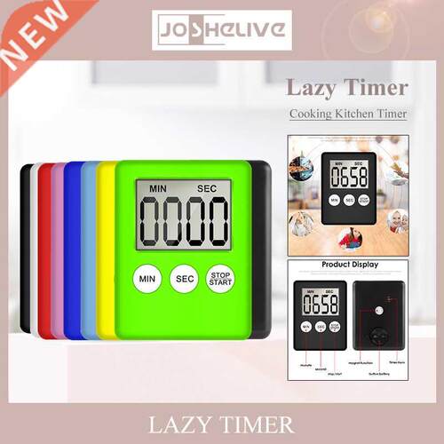 8 Colors Kitchen Timer LCD Digital Screen Magnet Clock Squar