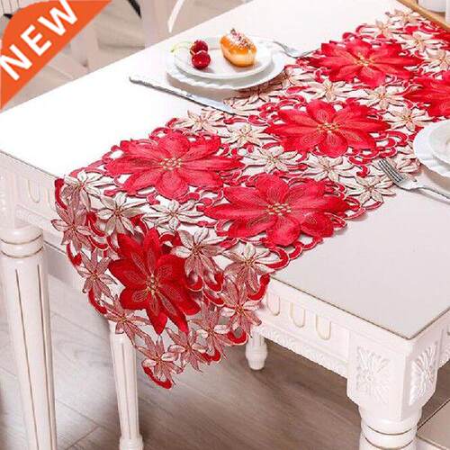 Double Thickness Red Rustic Cutwork Embroidered Floral