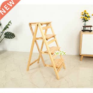 Stool folding portable solid wood household step ladder
