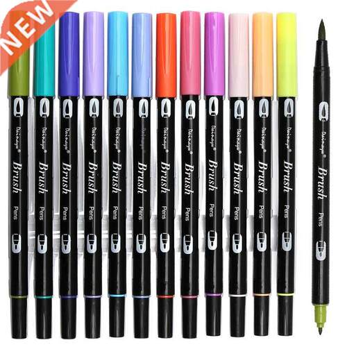 Dainayw Dual Brush Pen Art Markers, Primary, 12 Pack, ABT B