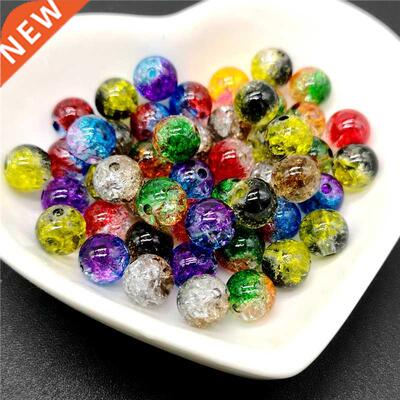 50pcs 8mm Double Colored Cracked Beads Spacer Beads For Jewe