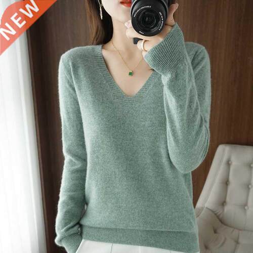 Autumn Winter New Cashmere Sweater Women Keep Warm V-neck Pu