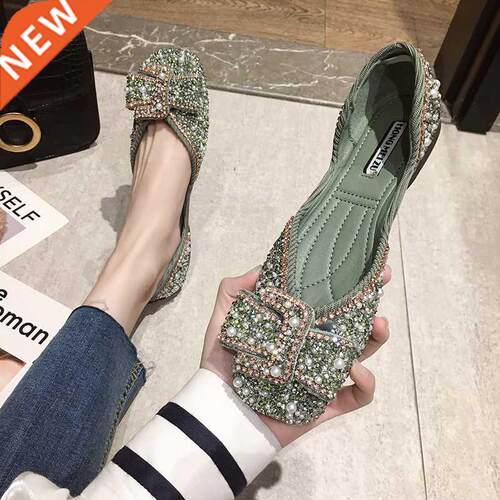 Women Ballet Flats 2021 Bling Crystal Diamond Dress Flats La