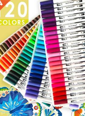 120 Colors Art Markers Dual Tips Coloring Brush Pen Fineline