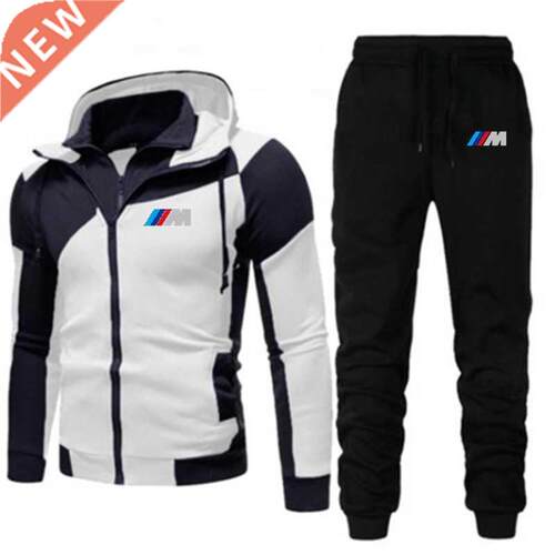 2020 New Men's Fashion Hooded Stitching Printed Jacket + Pan