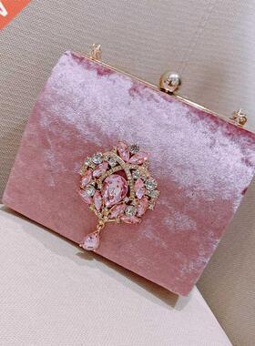 New Luxury Design Boxed Evening Bag Velvet Retro Square Hand