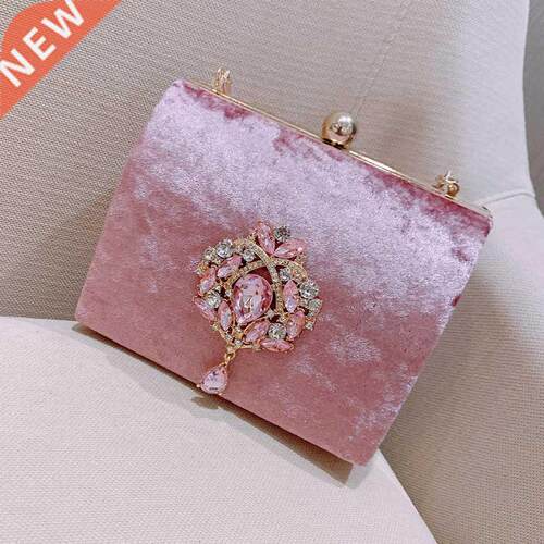 New Luxury Design Boxed Evening Bag Velvet Retro Square Hand
