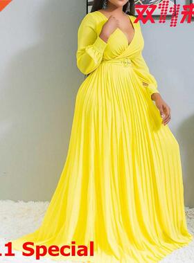 aliexpress big pendulum cross-deep V dress for women连衣裙