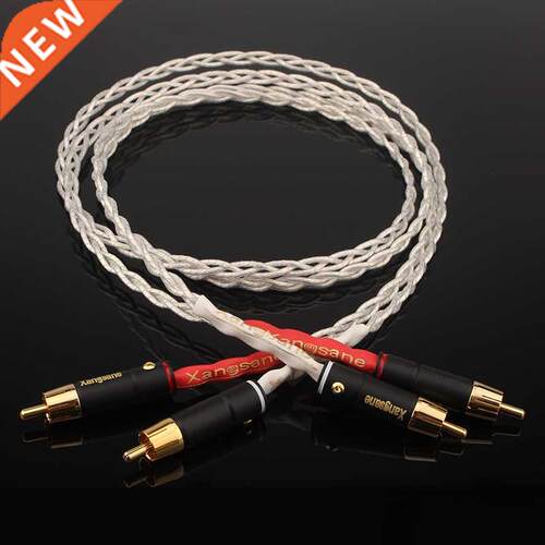 Pair Silver Plated RCA To RCA HIFI Audio Cale with Caron F