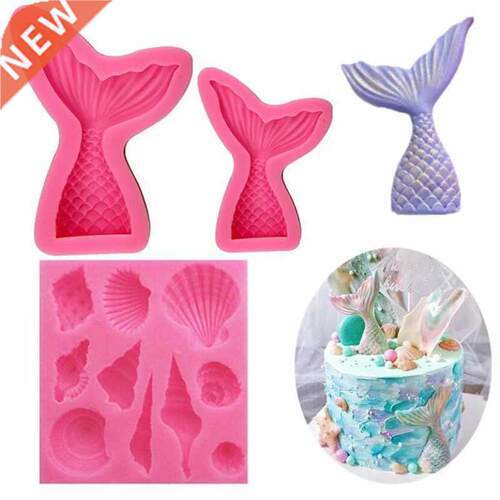 1 pcs Silicone Mold Mermaid Tail Conch patten Gum Paste Choc