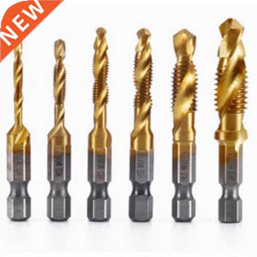 12PCS Hex Shank Titanium Plated HSS Screw Thread Metric &amp