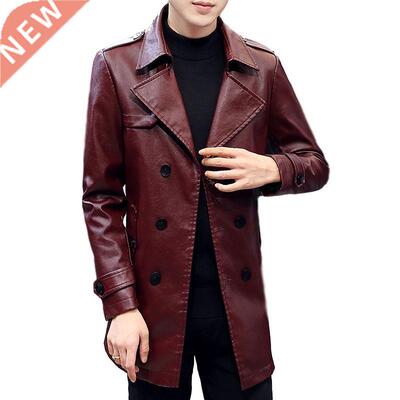Idopy Warm Men`s Faux Leather Jacket nch Slim Fit Lapel Coll