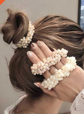 Woman Big Pearl Hair Ties Faion Korean Style Hairband Scru