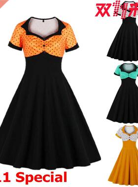 S-4XL large size polka dot large swing ladies dress大码女裙