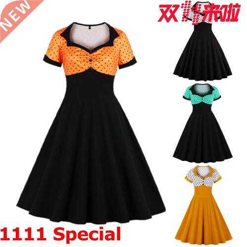 S-4XL large size polka dot large swing ladies dress大码女裙