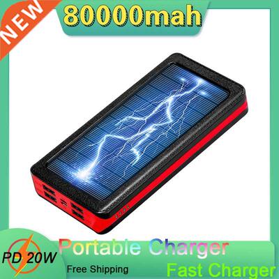 80000mAh Solar Power Bank Portable Charger Fast Charging Ext