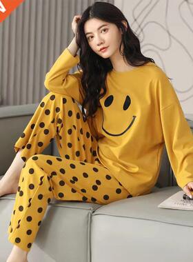Pure Cotton Pajamas Women's Spring and Autumn Models Long-sl