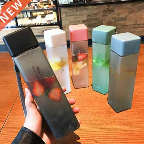 Square Frosted Water Cup Portable Leakproof With Rope Sports