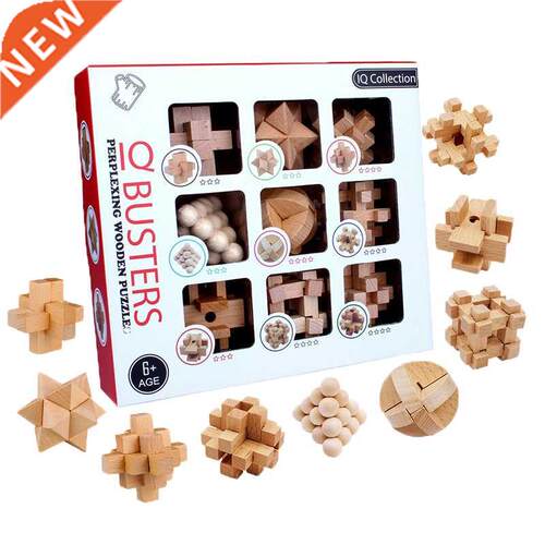 D Handmade IQ Wooden Puzzle Kong Ming Luban Lock Toys Adult