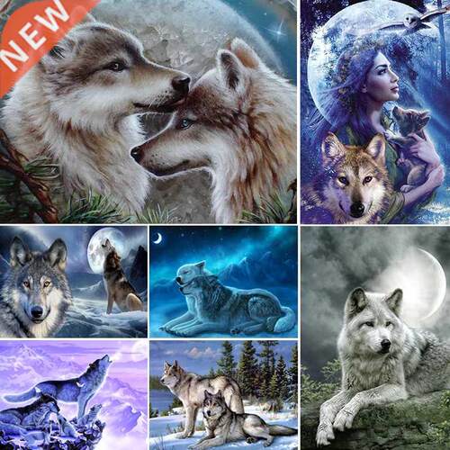 5D  Diamond Painting Wolf Cross Stitch Kit Full Drill Squ