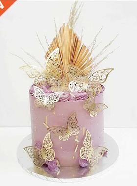 12Pcs 3D Butterfly Metal Texture Paper Birthday Cake Topper