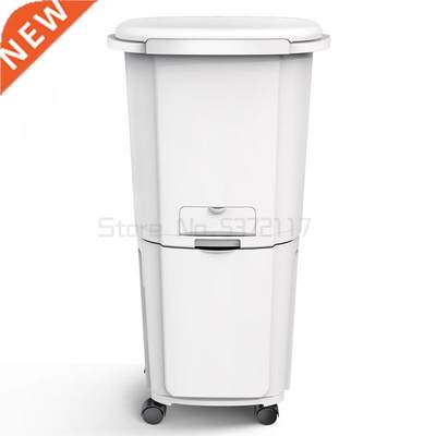 38L 2-layer Dry and Wet Plastic Waste Bin Sorting Trash Can