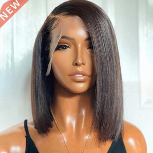 13x5 Short Bob Bone Straight Lace Front Human Hair Wig Cheap
