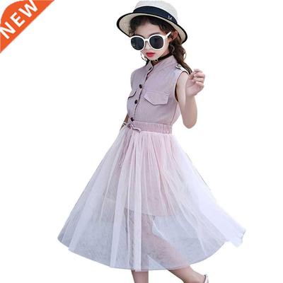Kids Girls Clothes Set Solid Dress + Me Skirt Girl Summer