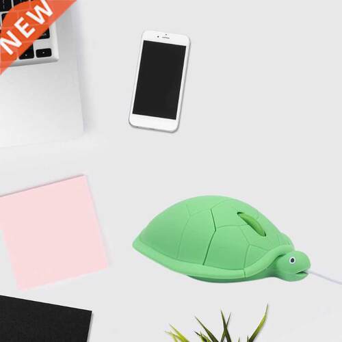 K1KF Green Turtle Shaped Wired Mice Portable Corded Optical