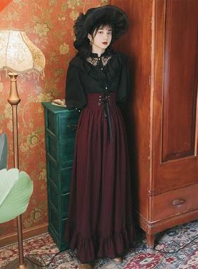 Gothic England Style Women Coslay alace Shit Long Skit S
