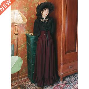 Gothic England Style Women Coslay alace Shit Long Skit S
