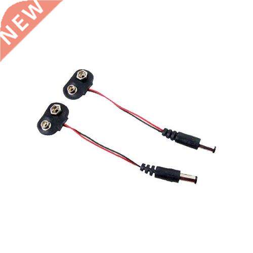 New 2Pcs 2.1 x 5.5mm Male DC Power Plug to 9V Battery Clips