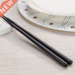 1 Pair Japanese Chopsticks Alloy Non-Slip Wood Color Sushi
