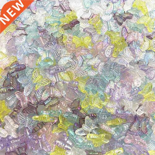 30pcs 15mm Colour AB Charms Butterfly Shape Acrylic Beads Lo