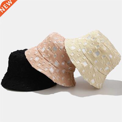 New Women Men Hole Bucket Hat Faion Sun Panama Hat Outdoor