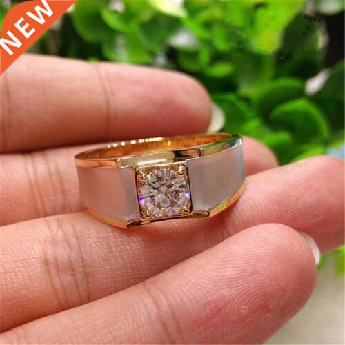 18K Yellow Gold color 1 Carat Diamond Ring for Men Fine Anil