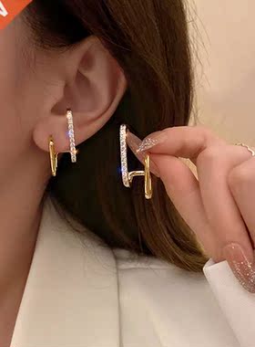 2022 New Design Irregular U-shaped Gold Color Earrings For W
