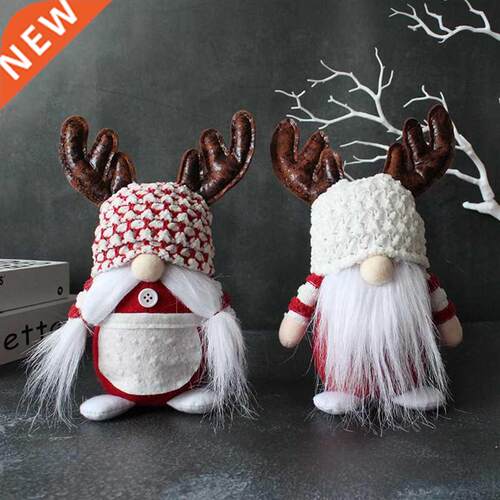 Christmas faceless doll ornaments antlers old man doll white