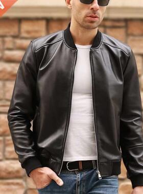 Large Size 5XL Sheepskin Slim Aviation Genuine Leather Bombe