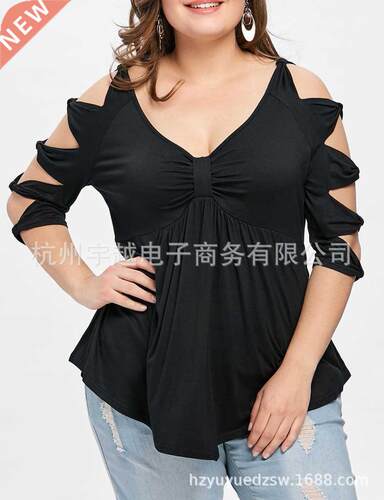 S-5XL Women's Large size Cut-out V-neck fat MMt shirt大码T