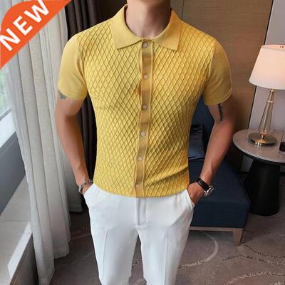 Men Knitwear New Design Summer ort Sleeve Thin Faion Bl