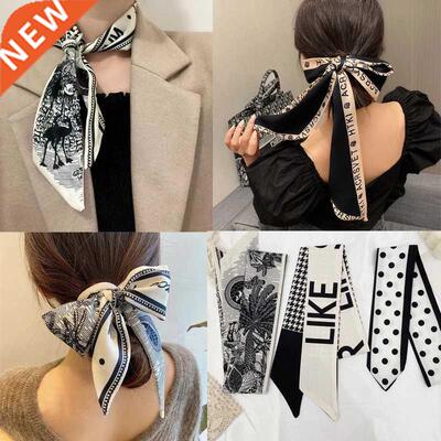 Fashion Retro Letters Hair Streamer Houndstooth French tail