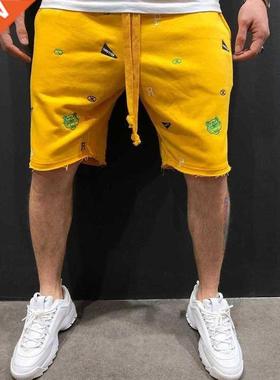 nds rand Shorts Male eggar Shorts Emroidered Fashion Fitn