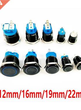 Black Push Button Switch 12/16/19/22mm Waterproof illuminate