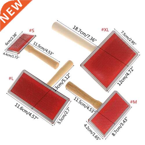 Pet Grooming Comb Shedding Hair Remove Brush Wood Handle Dog
