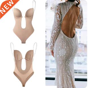 Bodysuit Shapewear Deep V-Neck Body Shaper Backless U Plunge