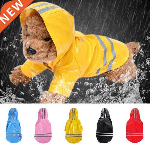 S-XL Pets Dog Clothes Hooded Raincoats Reflective Strip Dogs