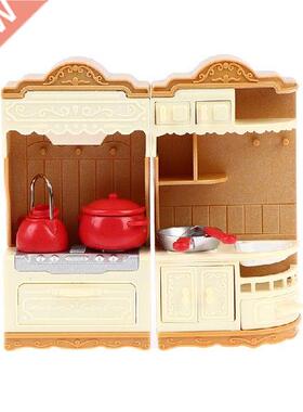 Doll House Mini Furniture Cabinet Tableware Set Dining Car