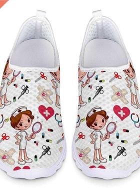 New Catoon Nuse Docto int Women Sneakes Sli on Light